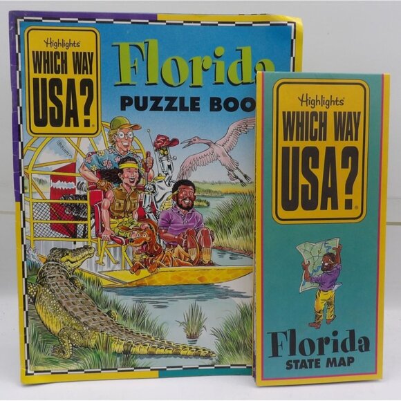 Highlights Which Way USA? Puzzle Book & State Map Set Set of 6 with 4 Correspond - Picture 4 of 7
